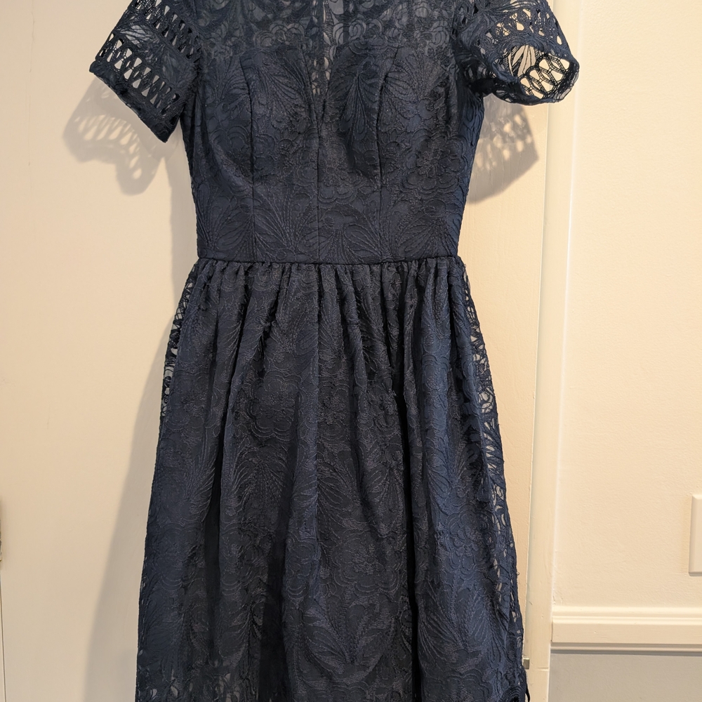 Chi Chi London Navy Lace Midi Dress